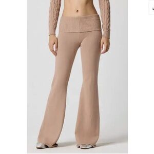 Florence by Mills Barre Collection Foldover Wide Leg Pant Taupe S NWT